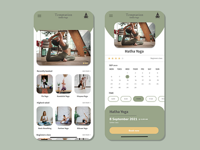 Online Yoga App app booking calendar design fitness training workout yoga