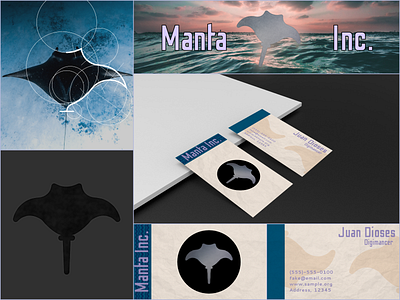 Manta Incorporated - Card Mockup business card circle logo concept art graphic design logo manta ray mockup ocean product design