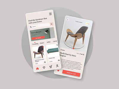 Furniture Shop App app e commerce app home e commerce app furniture app furniture store modern furniture product details ui