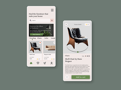 Sleek and Modern Furniture Shopping app app app design furniture modern shop store store app ui ui design ui ux