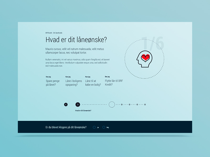 BRR — Låneprocess (mortage loan process) dotted feedback icons gradient drag