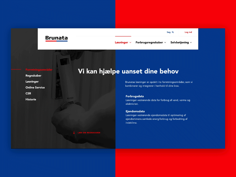 Brunata: Company Profile heating corporate interface design split big pictures overflow gif animation