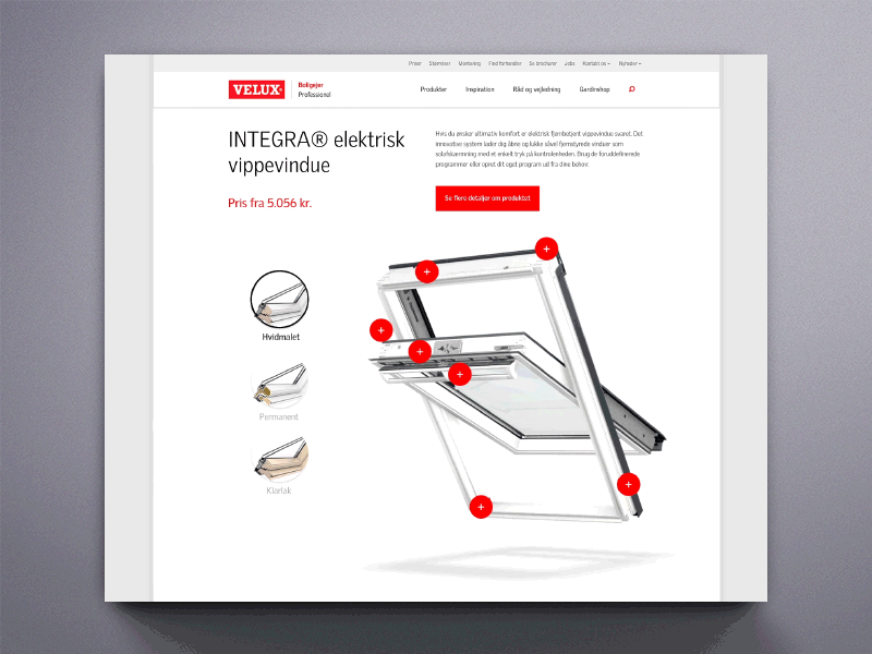 A VELUX Connection hotspots variants product selector window animated gif gif animated denmark velux desktop