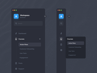 Business Courses Platform – Sidebar DarkMode UI app app design app ui business clean ui courses dark mode dashboard design system management minimal minimalism sidebar ui kit web