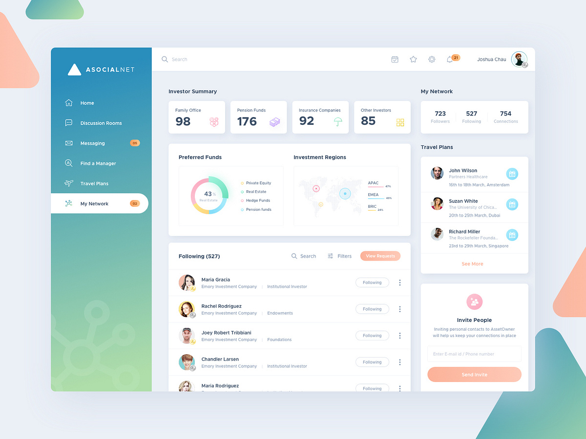 Dashboard - My Network by Vikram for f1studioz on Dribbble