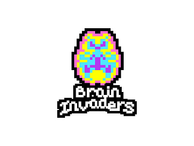 Brain Invaders logo brain invaders josuecp logo design pixel pixelart