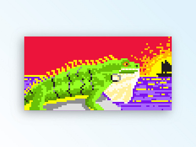 Caribbean Iguana artwork coast iguana josh0990 josuecp lizard pixel pixelart sea ship vectors