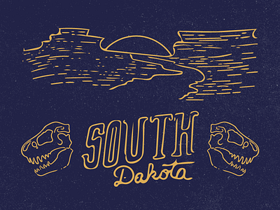 South Dakota sketch dinosaur hand lettering illustration sketch sloppy south dakota t rex