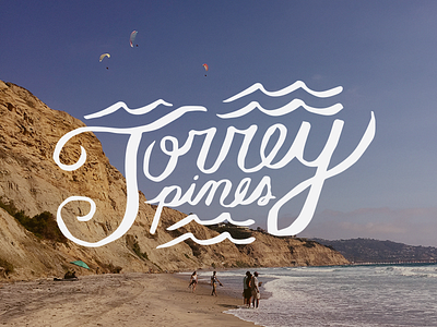 Torrey Pines Script beach hand lettering hang gliders la jolla san diego script type