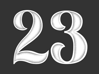 23 23 design hand lettering illustration numbers stippling texture vector