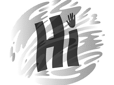 Hey. What's up. Hello. design greeting halftone hand hi illustrator vector wave