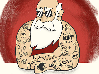 Tuff Santa christmas digital painting drawing paint procreate santa tattoo design tattoos