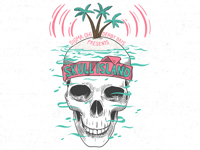 Skull Island bandana island music palm trees party skull texture vector