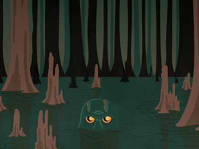 The Thing in the Swamp creek creepy eyes halftones knobs monster ripples swamp swamp thing water