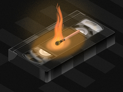 The Tape flame illustration illustrator isometric match spark tape texture vector vhs