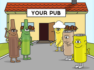 have a beer, my friend beer cartoon character cute cyclops illustration pub