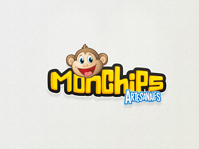 Monchips - Snacks Artesanales branding logo logotipo monkey shot snack vector