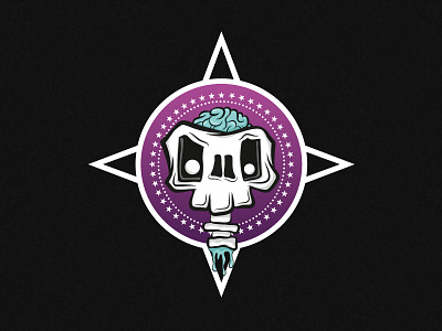 Brain and Skull brain illustration mascot purple shot skull turquoise vector