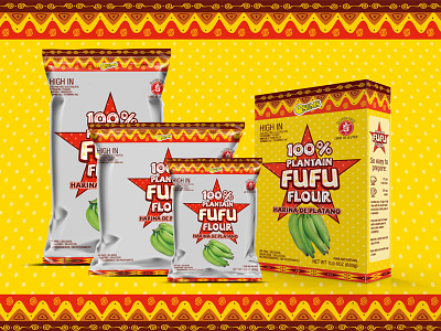 Fufu Flour - Harina de Plátano box harina packaging plantain platano yellow