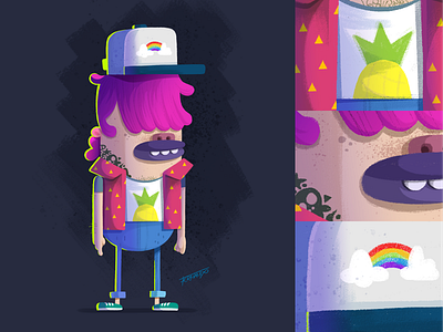 Hipster Avocado avocado brush character concept design hipster photoshop pineapple purple rainbow swag texture
