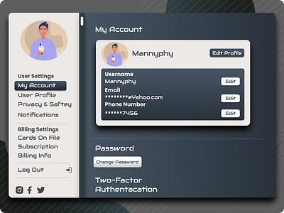 Daily UI 07 Settings design typography ui