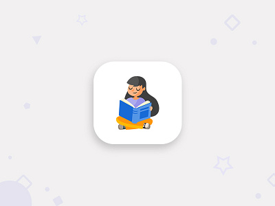 Happy Girl App Icon app branding design education flat illustration ios logo material design user inteface
