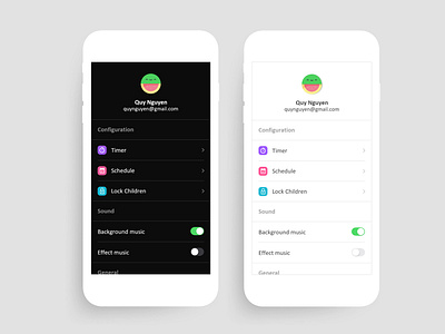 Profile Setting - Light & Dark Mode app dark app dark mode dark theme dark ui design flat ios material design profile design settings ui user experience user inteface ux