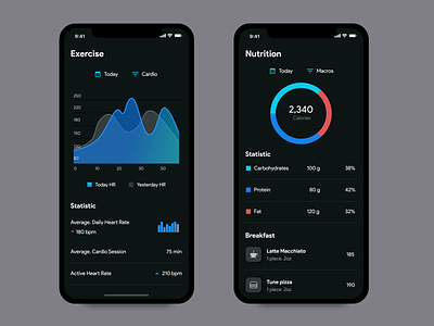 Health & Nutrition App - Dark mode