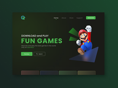 GameQu - Landing Page graphic design ui
