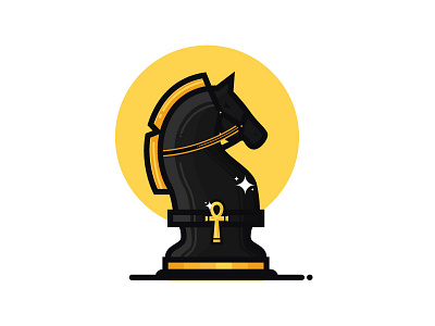 Egytian knigt animal chess egyptian gold horse illustration vector