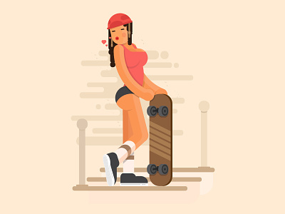 Insane Skater character design love sexy skate skateboard wheel women