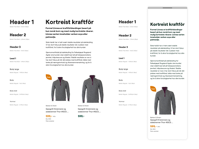 Typographic hierarchy for e-commerce website
