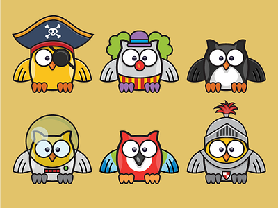 The Owl astronaut bird clown illustration knight owl parrot penguin pirate