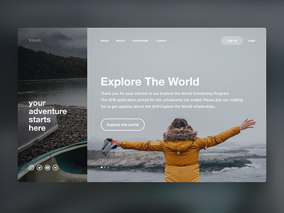 Explore The World browser card concept design figma helvetica hone iceland site typography ui ux web