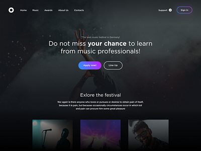 Festival concept design figma illustration interface site typography typography design ui ux web