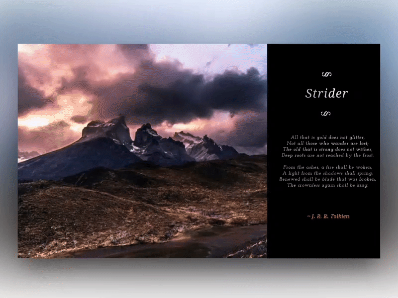 Strider baggins design hobbit motion prose tolkien