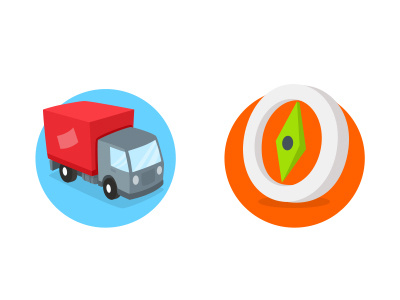 Car Courier & Compass icon compass courier icon truck visa