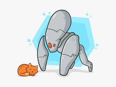 Robo One cat character mechanical one robo sleep