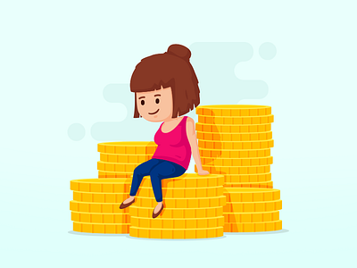 Banking Women Character banking character coin girl gold money women