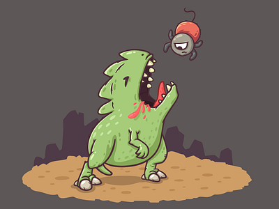 Dino alien beast character dinosaur eat monster spider