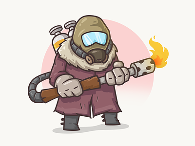 Doomsday Character 3 apocalyptic character desing doomsday fireman flamethrower gasmask illustration post apocalyptic soldier