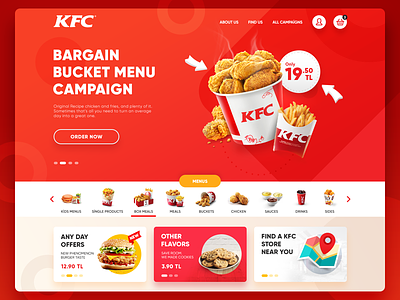 KFC Turkey Website Redesign chicken concept fast food kfc redesign ui website