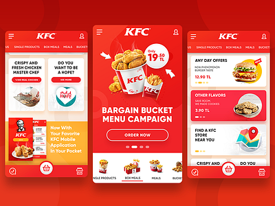 KFC Turkey Responsive Redesign chicken design fast food kfc mobil mobile redesign responsive turkey ui