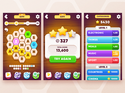 Word Game Design app concept design game mobile puzzle ui ux word