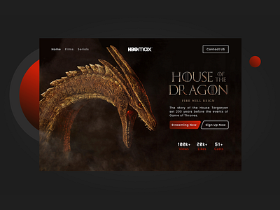 HBO Max Redesign website cinema dragon figma game of thrones got graphic design hbomax house of the dragon ui web web site