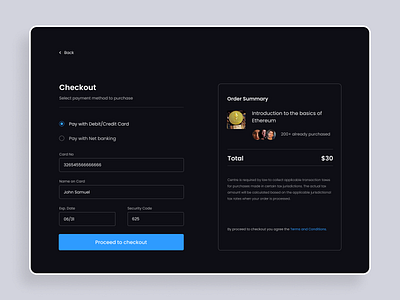Checkout UI Concept Design app banking checkout crypto cryptotrading dashboard design free homepage illustration profile trad trading ui