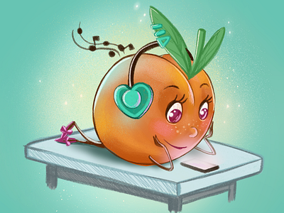 Peach girl is waiting for a massage (brand character)