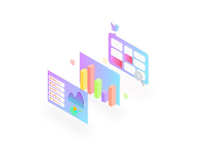 Twitter Analysis isometric desgin twitter analysis