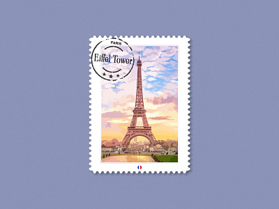 Eiffel Tower Stamp adobe xd branding design eiffel tower france nft paris stamp ui ux