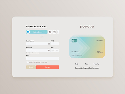 Checkout Concept adobe xd bank bank saman behpardakht checkout checkout page design login master card pay payment payment app payment form payment method payments paypal saman bank shaparak ui visa card